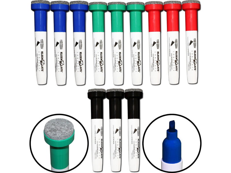 KleenSlate Concepts Large Dry-Erase Markers, Chisel Tip, Assorted Inks, 12/Pack (KLS-8454)