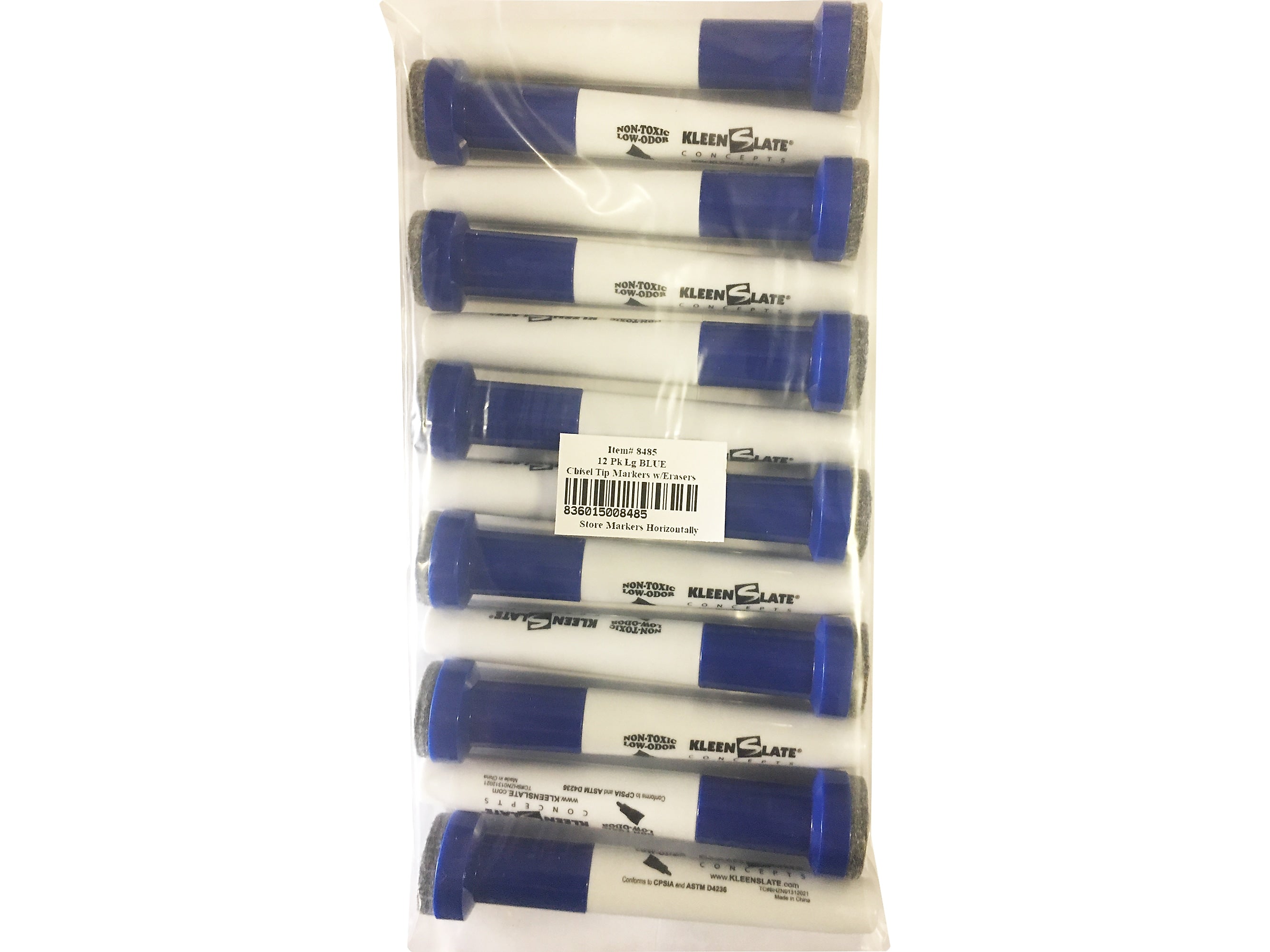 KleenSlate Concepts Tank Dry Erase Marker, Chisel Tip, Blue, 12/Pack (KLS-8485)