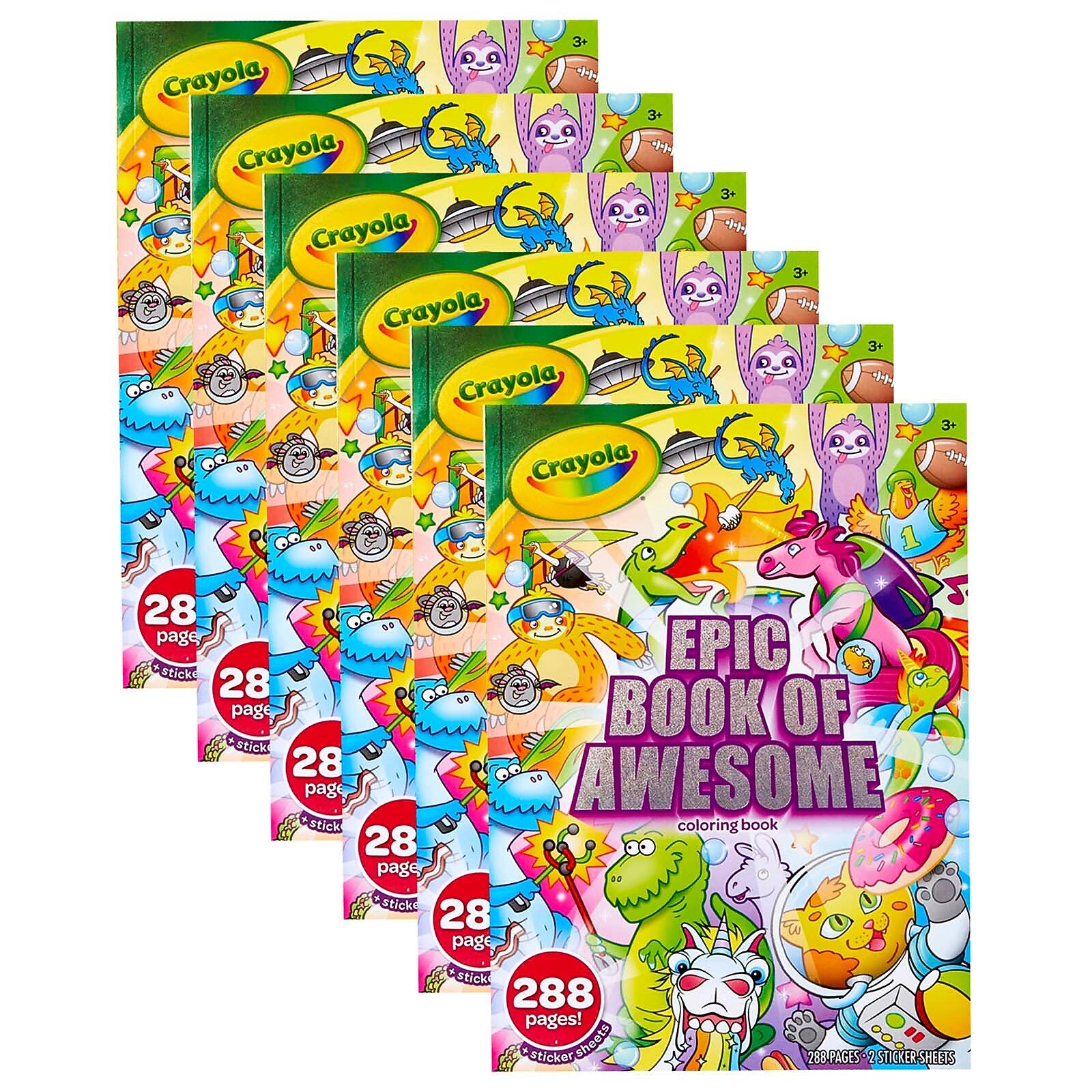 Crayola Epic Book of Awesome Character Coloring Book, 288 Pages/Book, 6/Books (BIN40585-6)