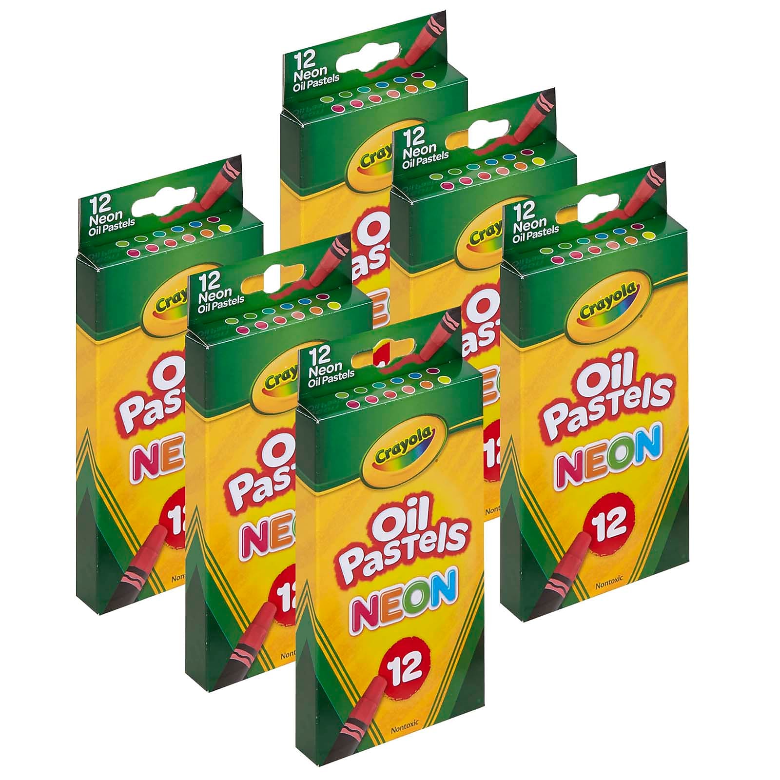 Crayola Oil Pastels, Neon Colors, 12 Per Pack, 6 Packs (BIN524613-6)