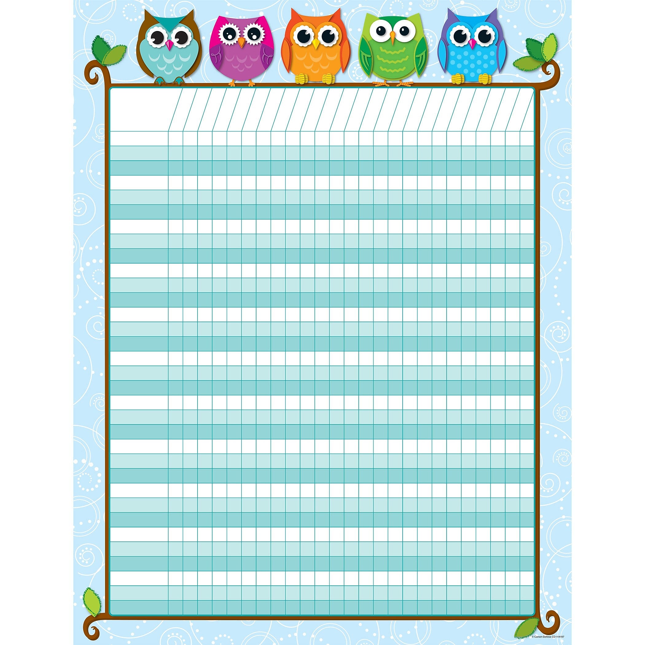 Carson Dellosa Education 17" x 22" Colorful Owls Incentive, 6/Pack (CD-114197-6)