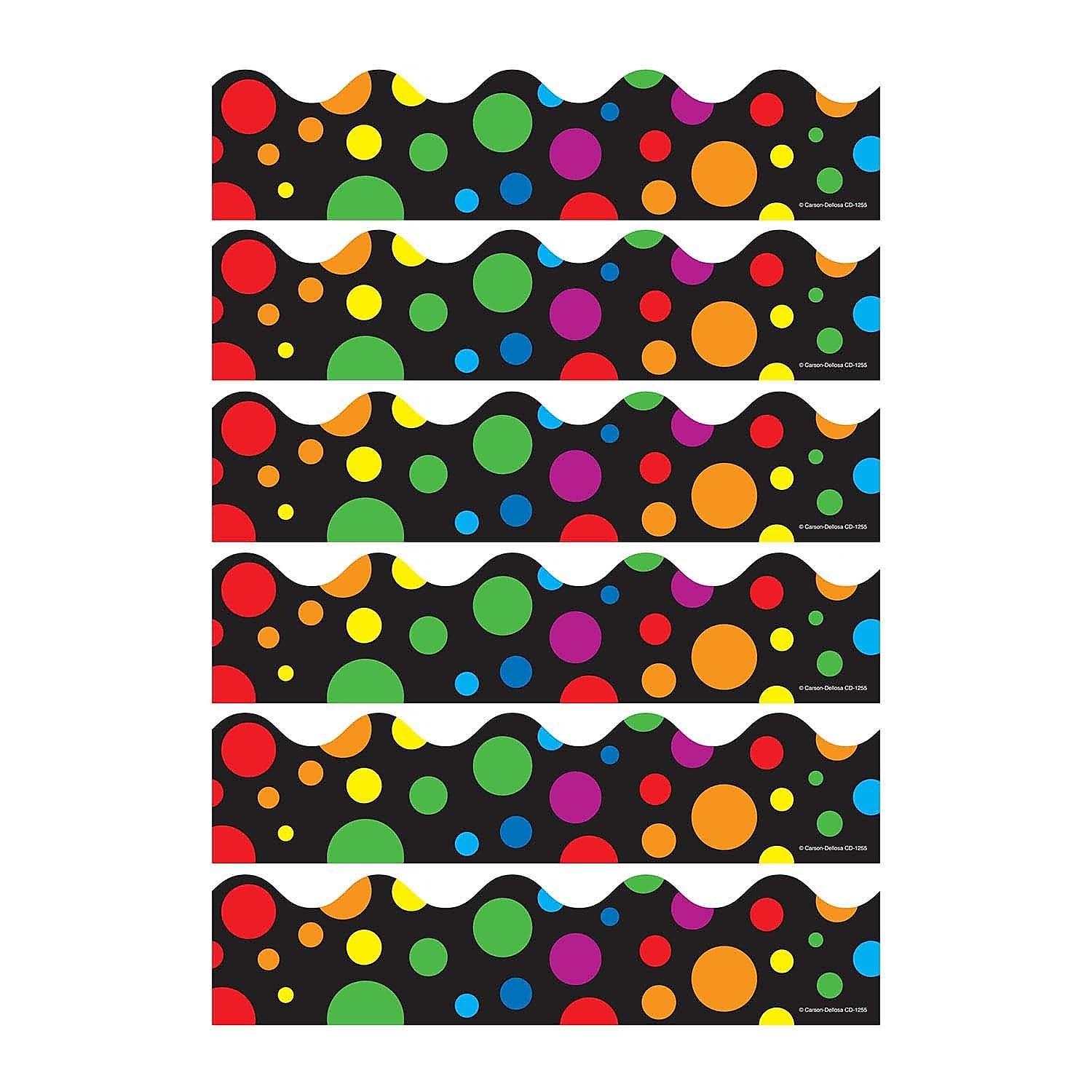Carson Dellosa Education Big Rainbow Dots Scalloped Border, 39 Feet/Pack, 6 Packs (CD-1255-6)