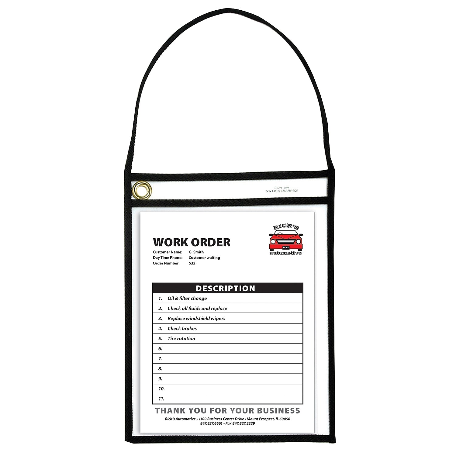 C-Line Shop Ticket Holder With Strap, Black, Stitched, Both Sides, Grade K+ (CLI41922)