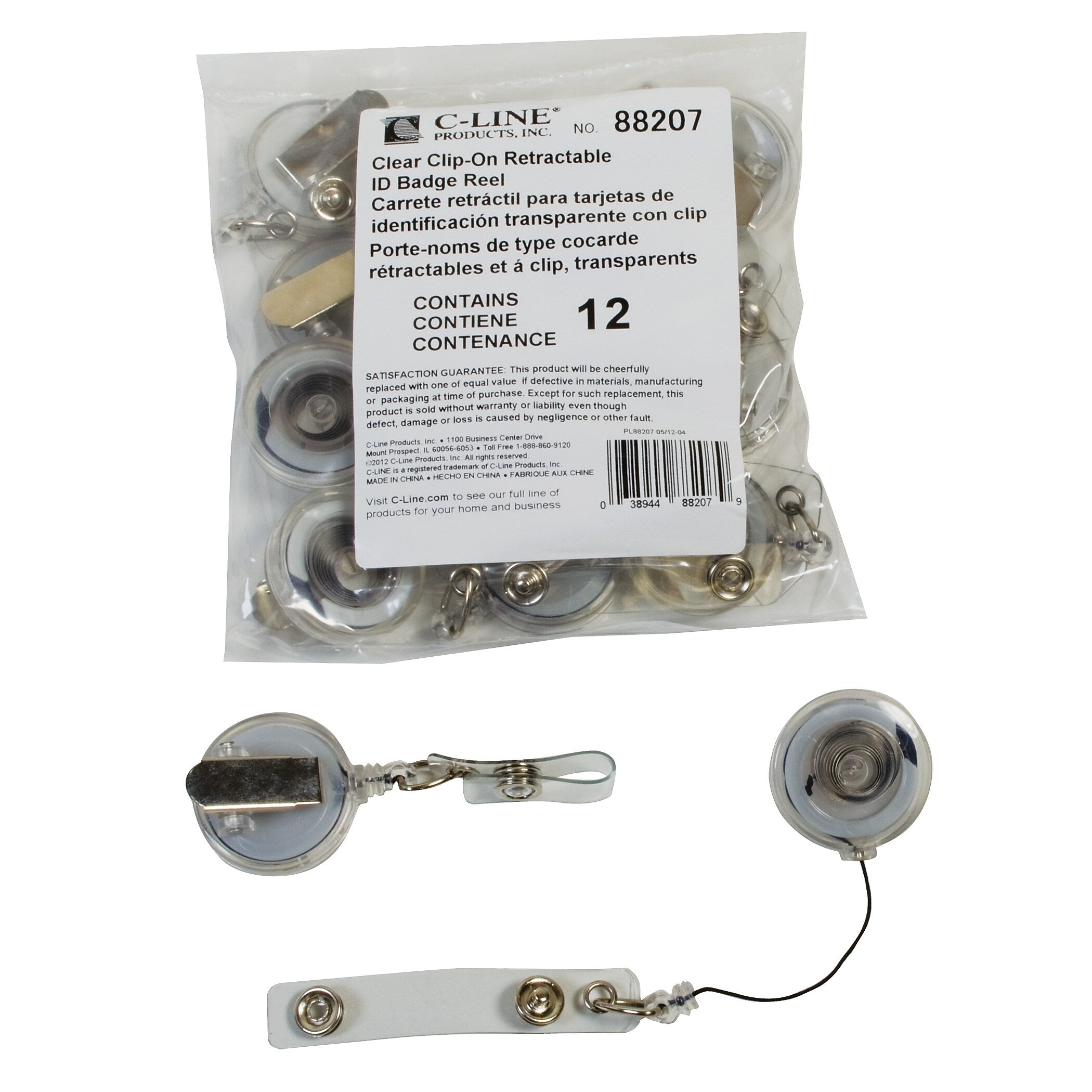 C-Line Retracting ID Card Reels, 36", Pack of 12 (CLI88207)