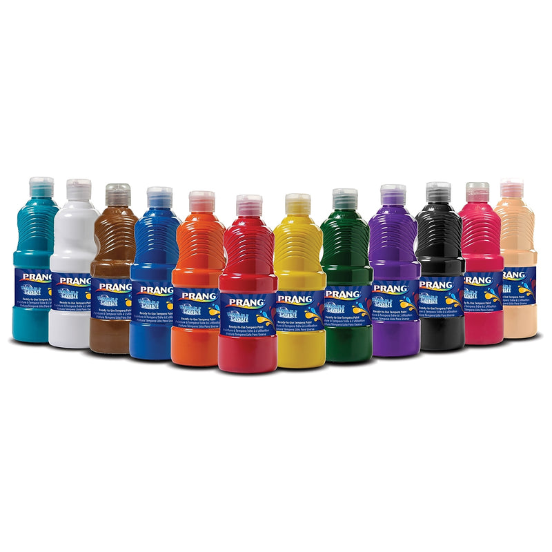 Prang Washable Tempera Paint, Assorted Colors, 16 Oz., 12/Set (DIX10796)