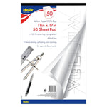 Helix® Vellum Paper Pad, 100% Rag, 11" x 17", White, 50 Sheets (MAP37106)