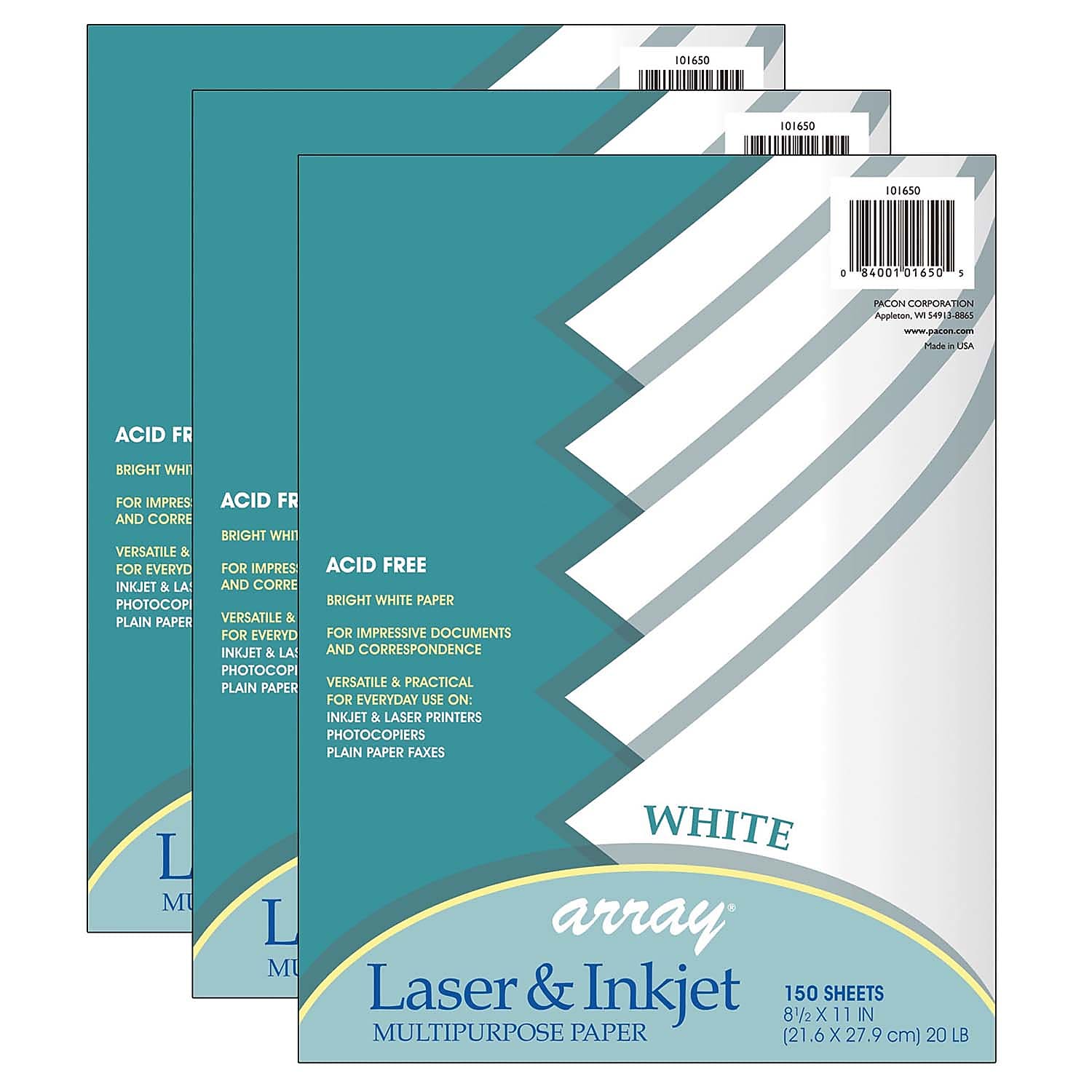 Pacon® Multi-Purpose Paper, 8.5" x 11", White, 150 Sheets Per Pack, 3 Packs (PAC101650-3)