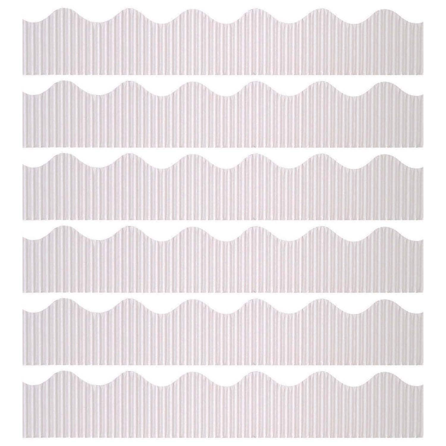 Bordette 50' x 2-1/4" Scalloped Border, White, 6 Rolls (PAC37016-6)