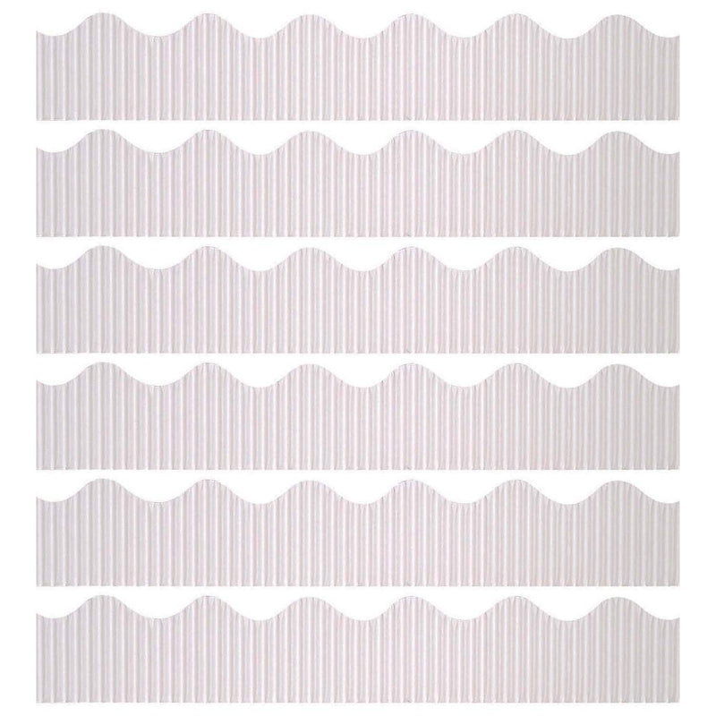 Bordette 50' x 2-1/4" Scalloped Border, White, 6 Rolls (PAC37016-6)