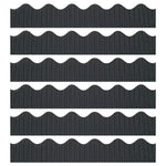 Bordette 50' x 2-1/4" Scalloped Border, Black, 6 Rolls (PAC37306-6)