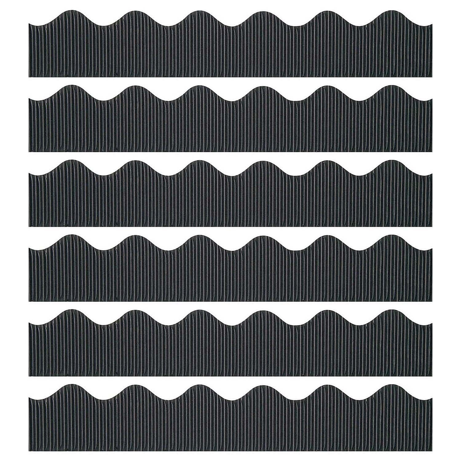 Bordette 50' x 2-1/4" Scalloped Border, Black, 6 Rolls (PAC37306-6)