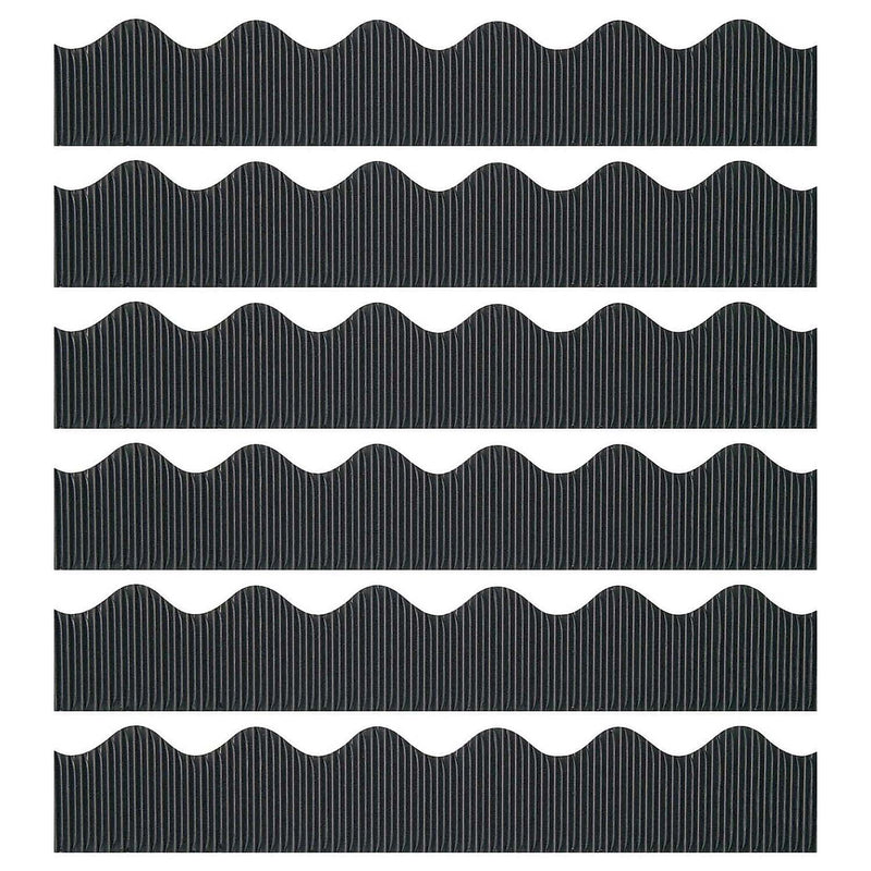 Bordette 50' x 2-1/4" Scalloped Border, Black, 6 Rolls (PAC37306-6)