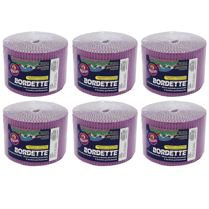 Bordette 50' x 2-1/4" Scalloped Border, Violet, 6 Rolls (PAC37336-6)