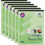 Pacon realimages 9" x 12" Sketch Pad, 100 Sheets/Pad, 6/Bundle (PACMMK50146-6)