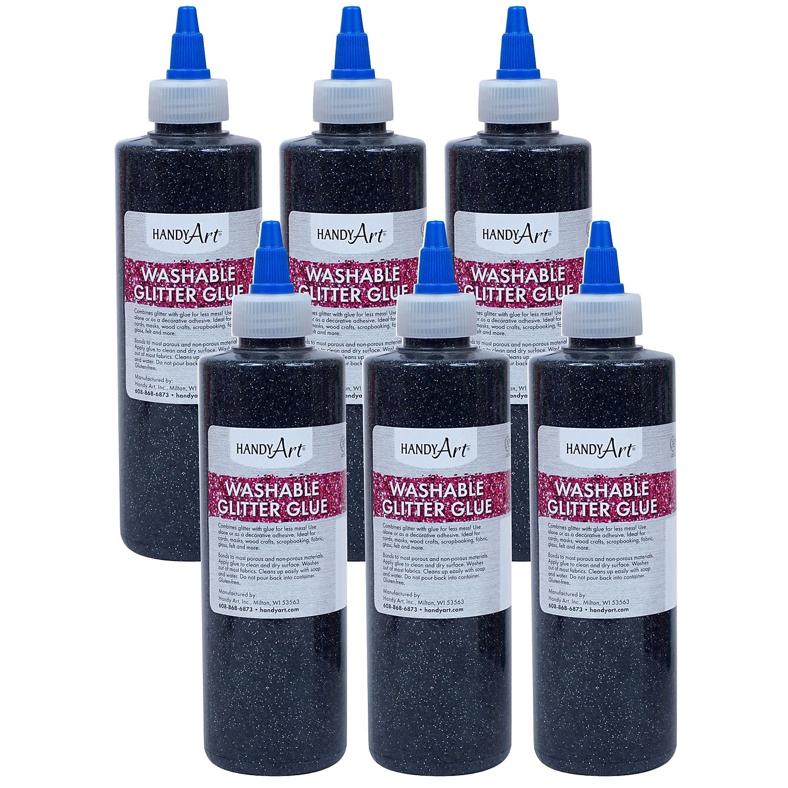 Handy Art Glitter Washable Glue, 8 oz., 6/Pack (RPC146055-6)