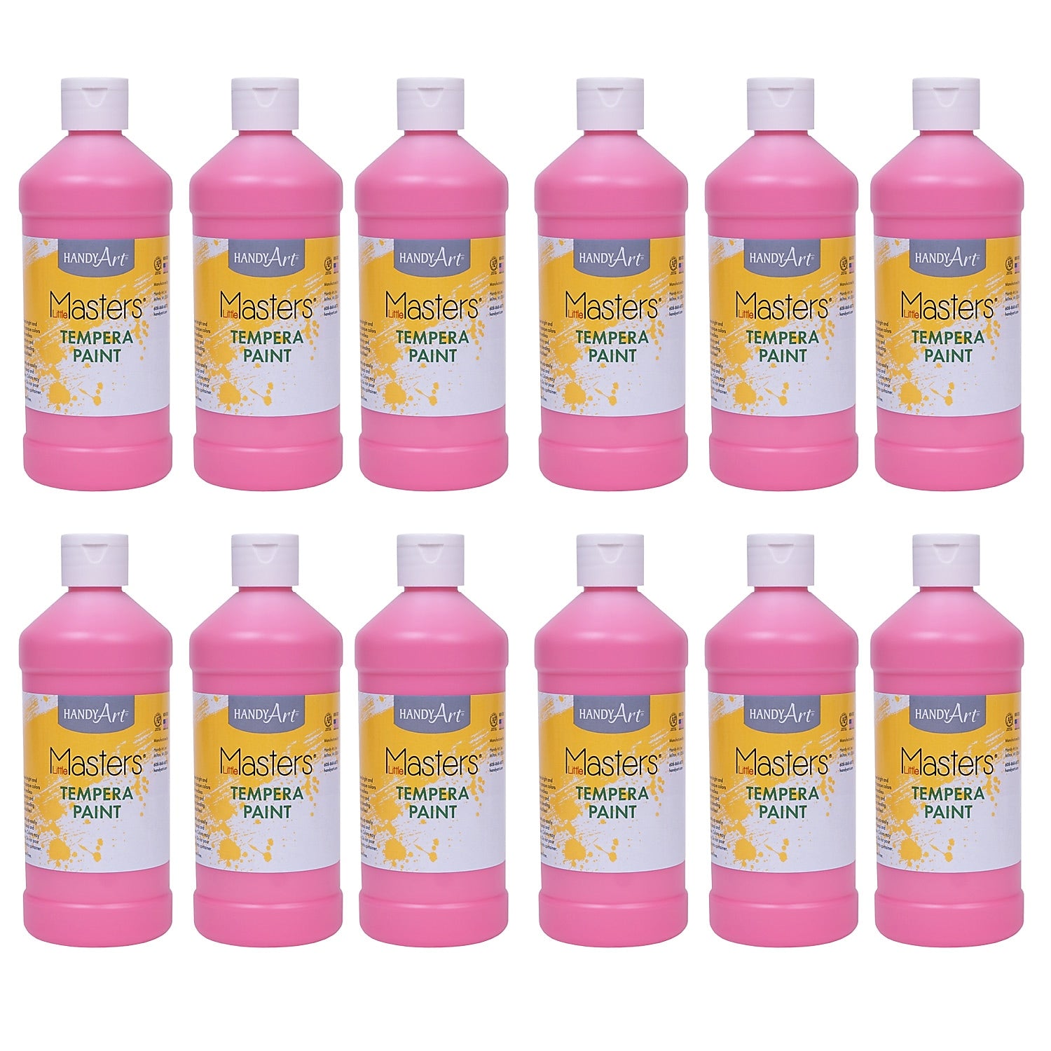 Handy Art® Little Masters® Tempera Paint, Pink, 16 oz., Pack of 12 (RPC201722-12)