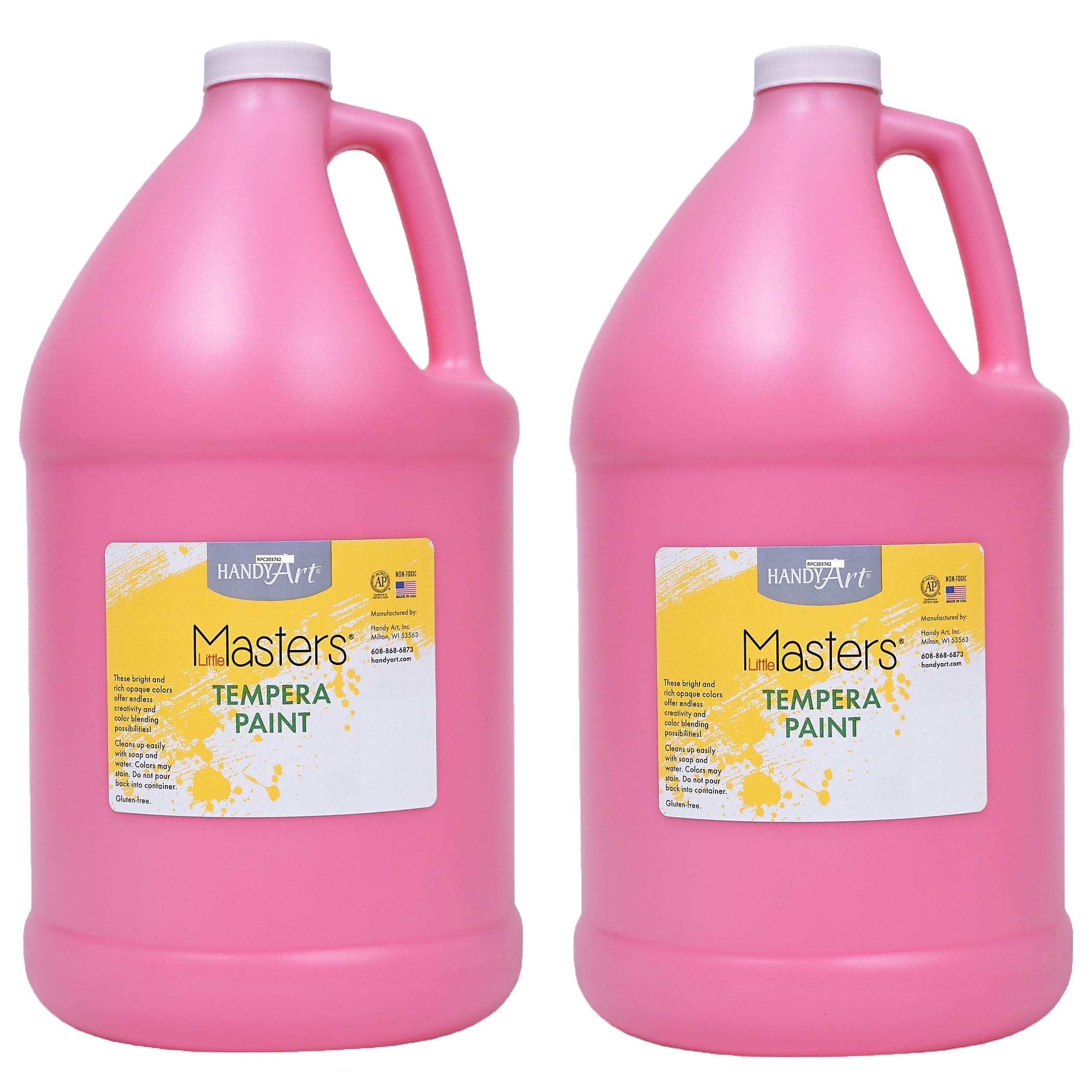 Handy Art Little Masters Tempera Paint, Gallon, Pink, Pack of 2 (RPC204722-2)