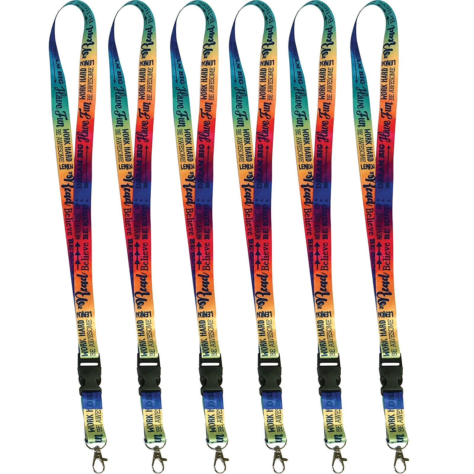 Teacher Created Resources Positive Saying Watercolor Lanyard, 21.75" x 0.75", Pack of 6 (TCR20355-6)
