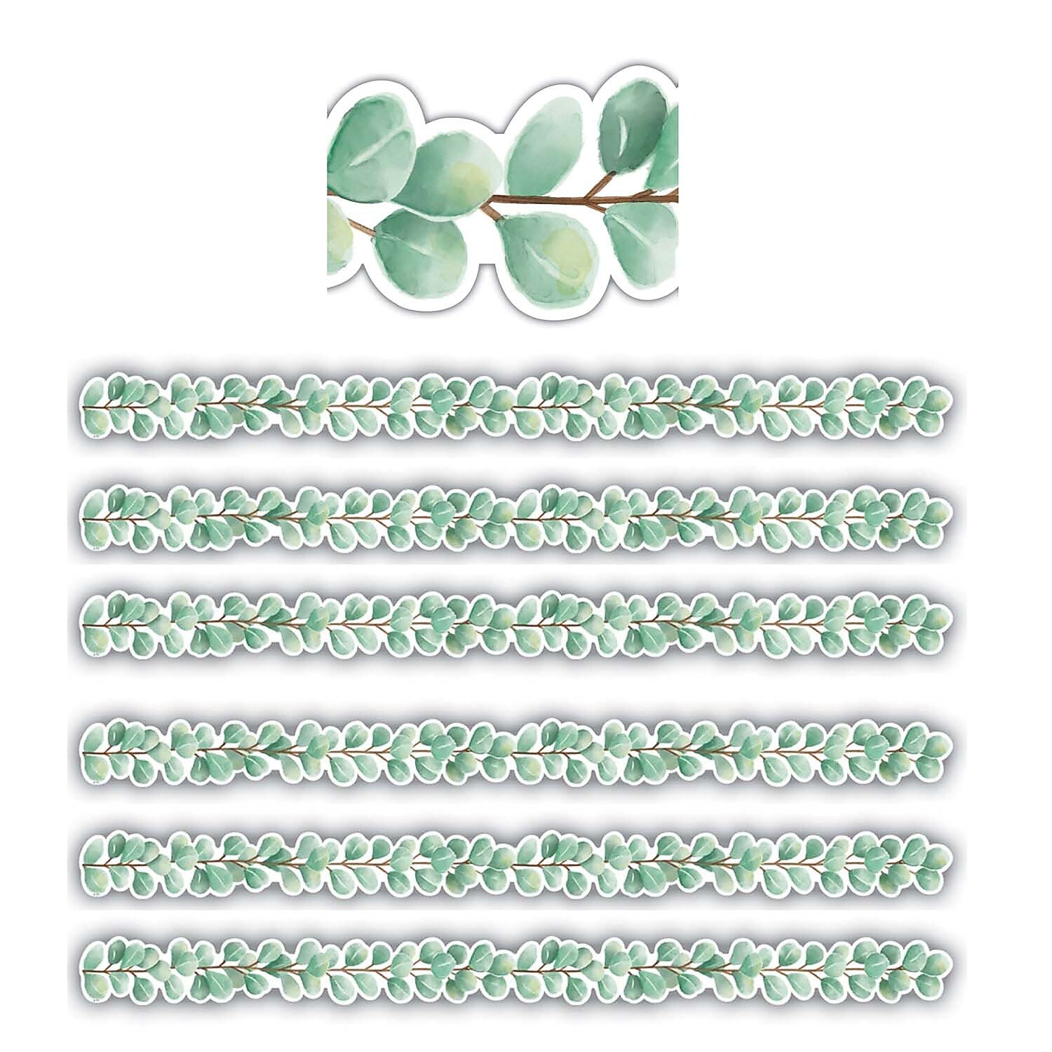 Teacher Created Resources 35' x 2-3/4" Die Cut Border Trim, Eucalyptus, 35 Feet/Pack, 6 Packs (TCR8686-6)