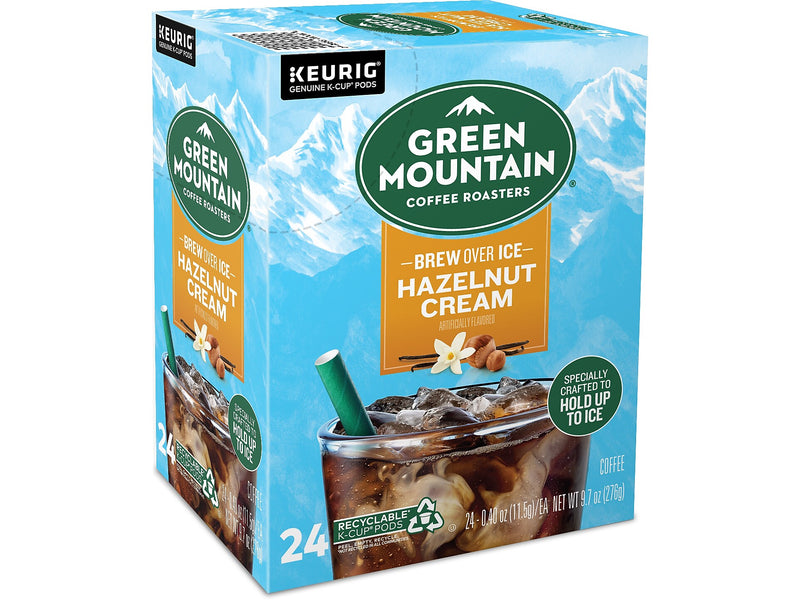 Green Mountain Brew-Over-Ice Hazelnut Cream Iced Coffee, Medium Roast, 0.40 oz. Keurig® K-Cup® Pods, 24/Box (390290)