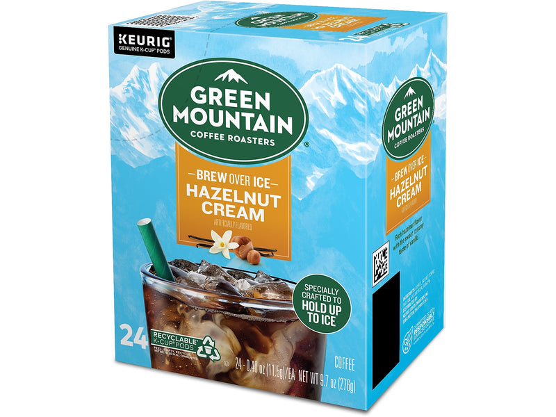 Green Mountain Brew-Over-Ice Hazelnut Cream Iced Coffee, Medium Roast, 0.40 oz. Keurig® K-Cup® Pods, 24/Box (390290)