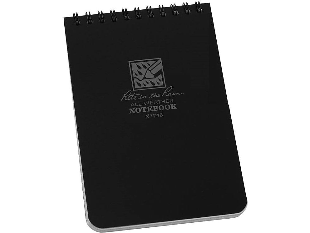 Rite in the Rain All-Weather Pocket Notebook, 4" x 6", 50 Sheets, Black (746)