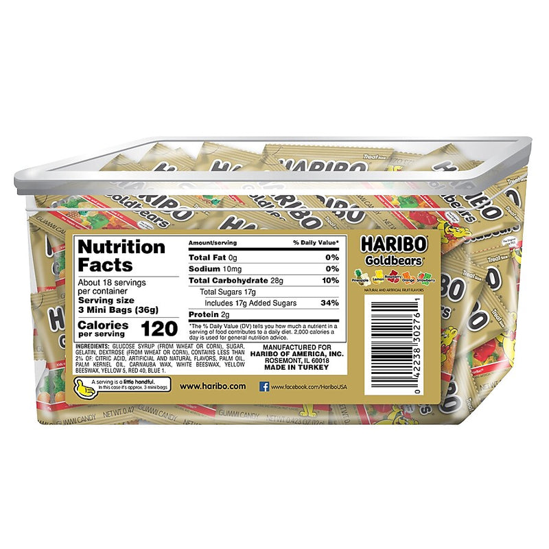 Haribo Gold-Bears Gummi Fruit, 0.4 oz, 54/Carton (209-00181)