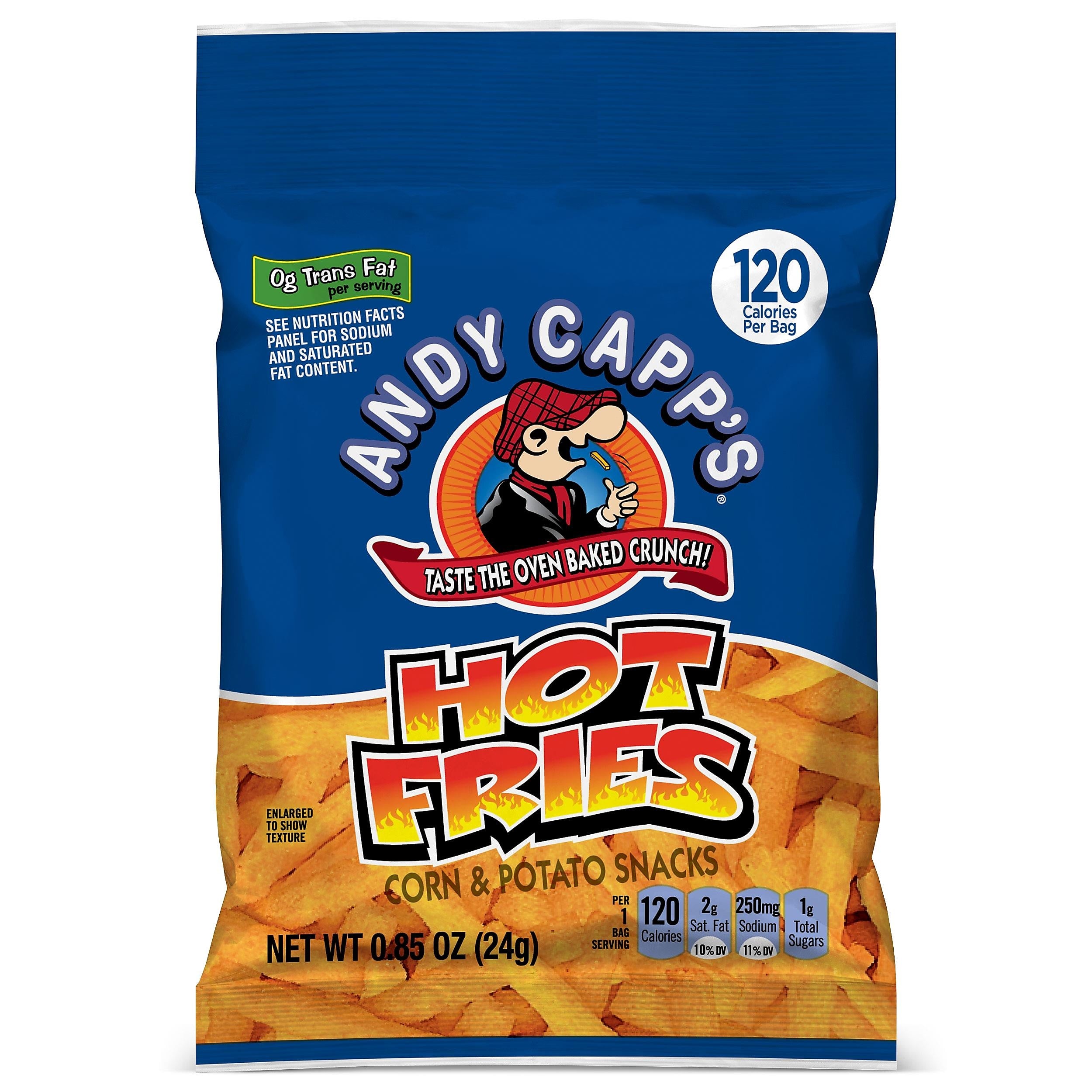 Andy Capp's Hot Fries Corn Chips, 0.85 oz., 72 Bags/Pack (209-00465)