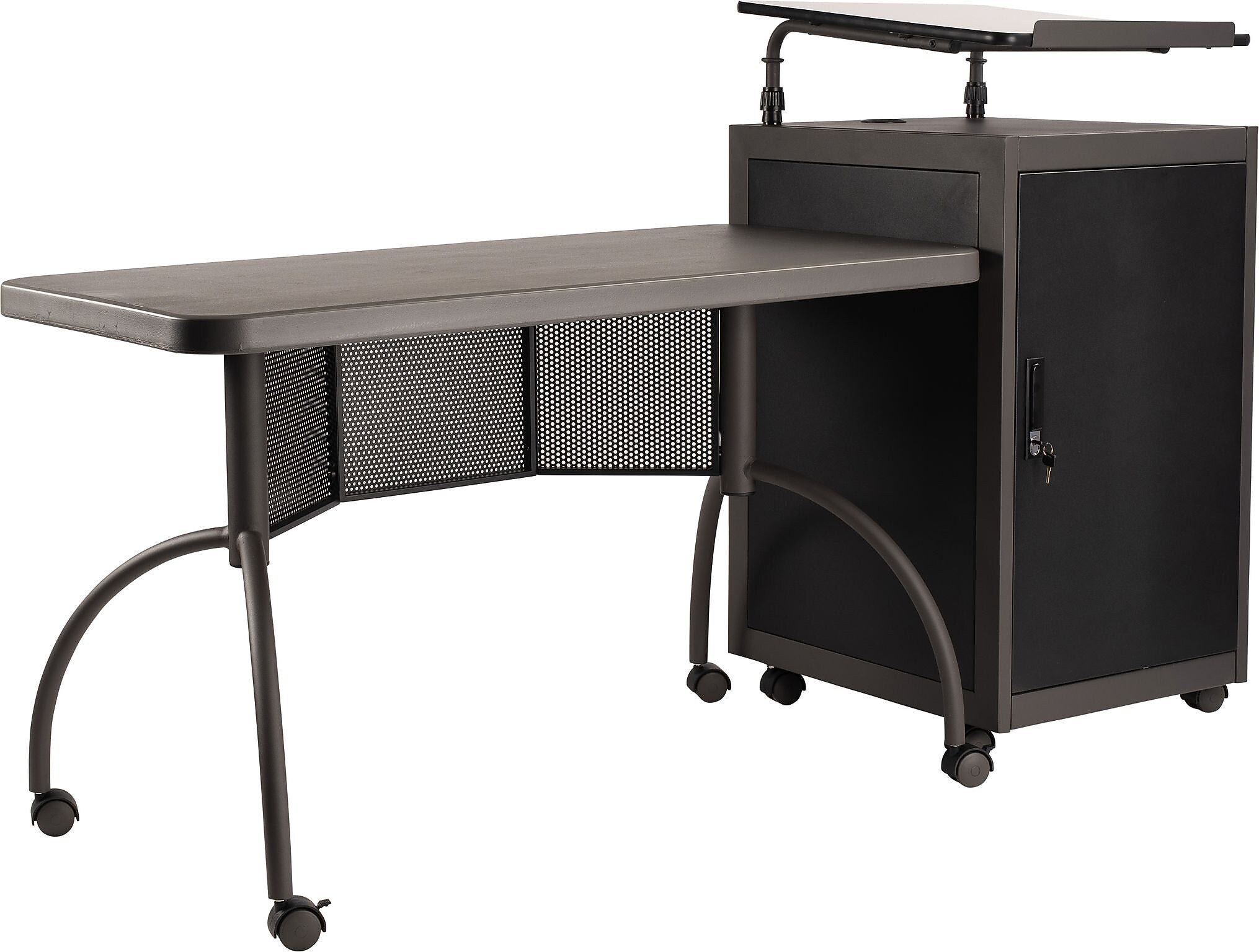 Oklahoma Sound WorkPod Teacher's Desk and Lectern Kit, Charcoal Slate and Black (TWP)