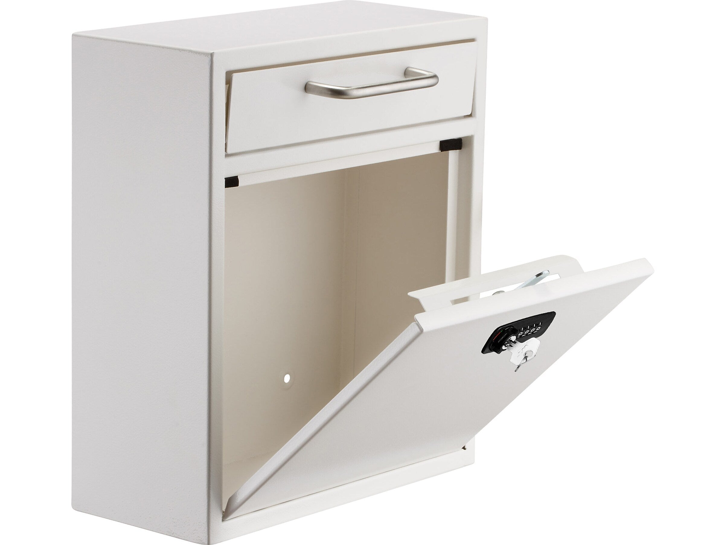 AdirOffice Steel Medium Wall Mounted Interoffice Mailbox Drop Box, White (631-05-WHI-KC)