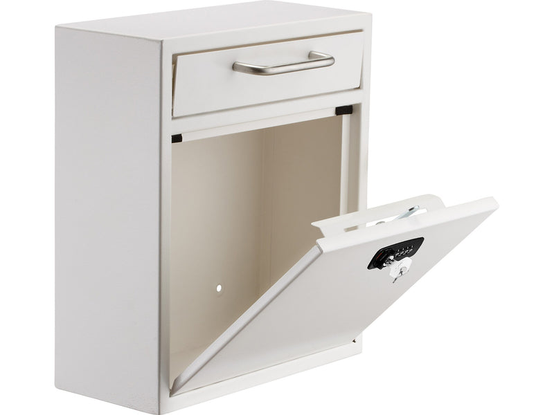 AdirOffice Steel Medium Wall Mounted Interoffice Mailbox Drop Box, White (631-05-WHI-KC)
