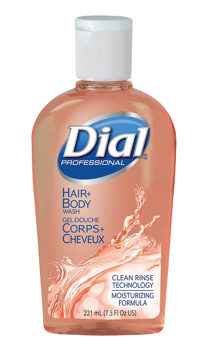 Dial Hair + Body Wash Liquid Soap, Peach Scent, 7.5 oz., 24/Carton (DPR04014)