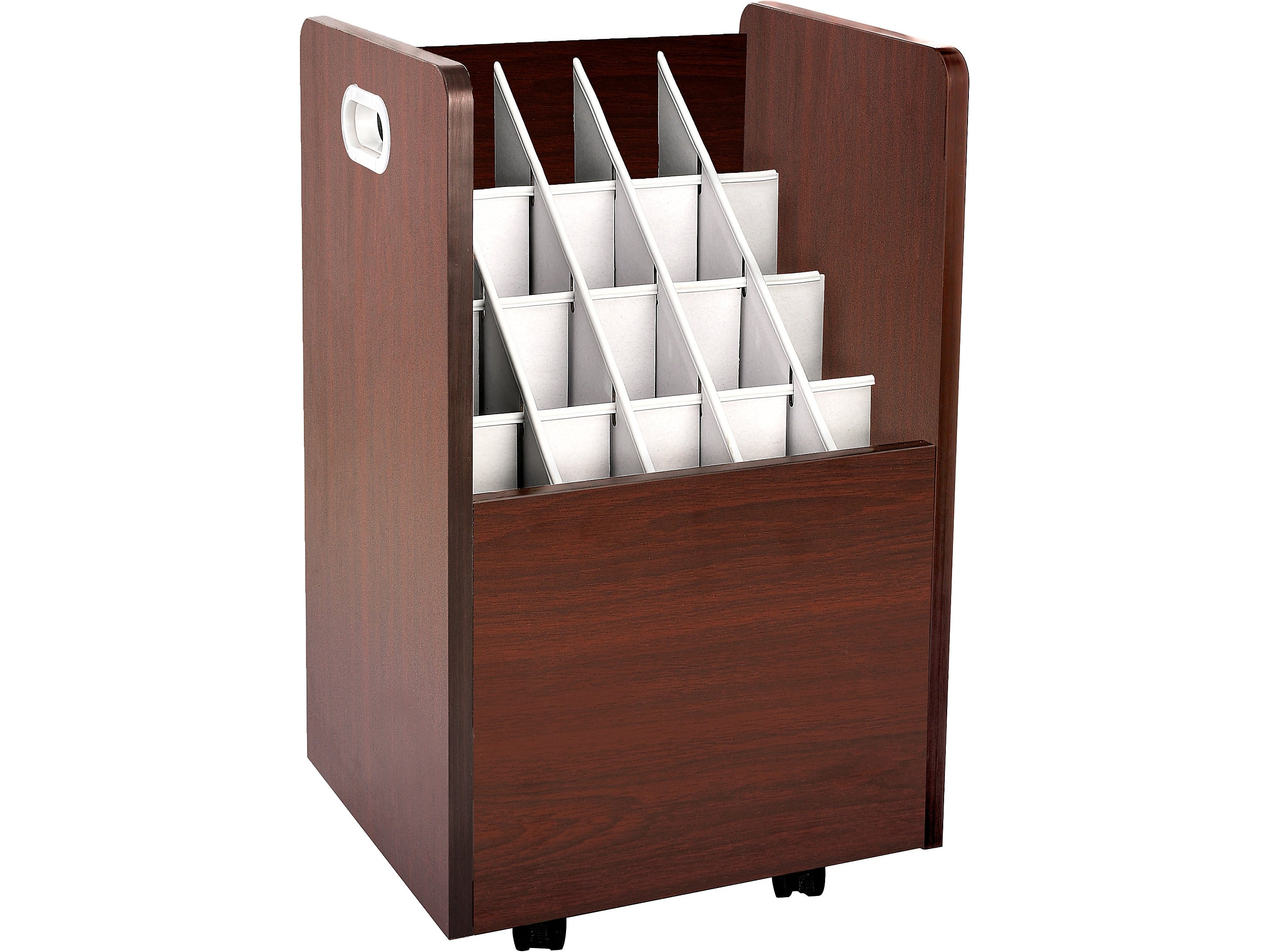 AdirOffice 20-Slot Mobile Roll File, 24.75"H x 15.25"W x 13.25"D, Mahogany (624-MA)