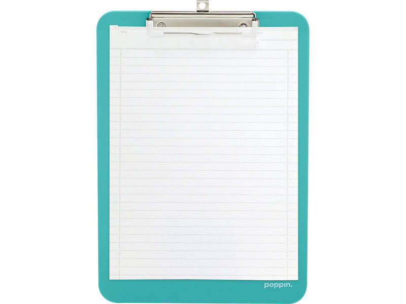 Poppin Plastic Clipboard, Letter Size, Aqua, 6/Kit (108684)