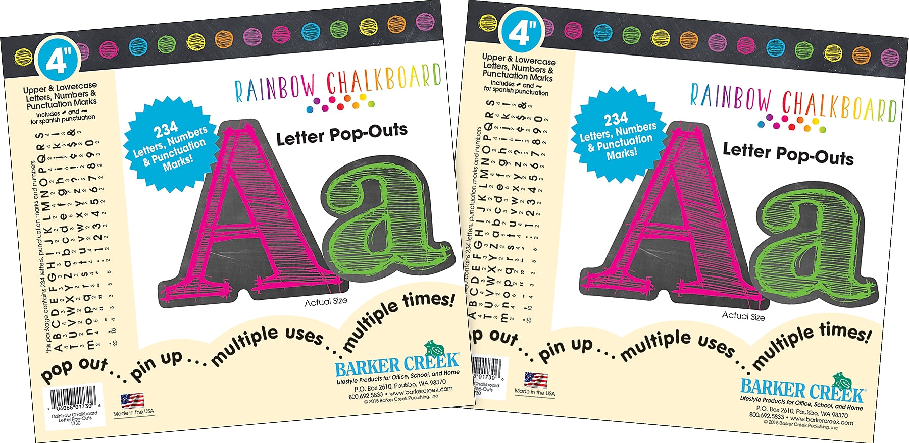 Barker Creek Chalkboard  4" Letters and Numbers, Multicolored, 468/Pack (BC3648)