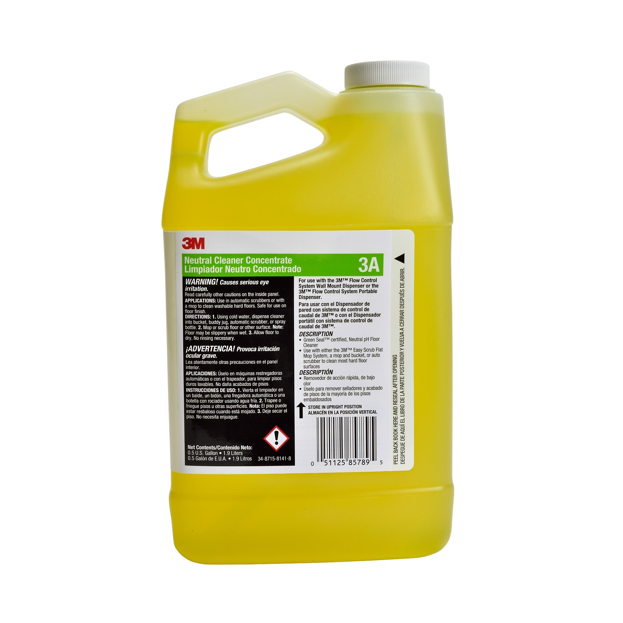 3M Neutral Cleaner Concentrate, 0.5 Gallon, 4/Case (3A)