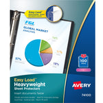 Avery Easy Load Heavyweight Sheet Protectors, 8.5" x 11", Diamond Clear, Acid-Free, 100/Box (74100)