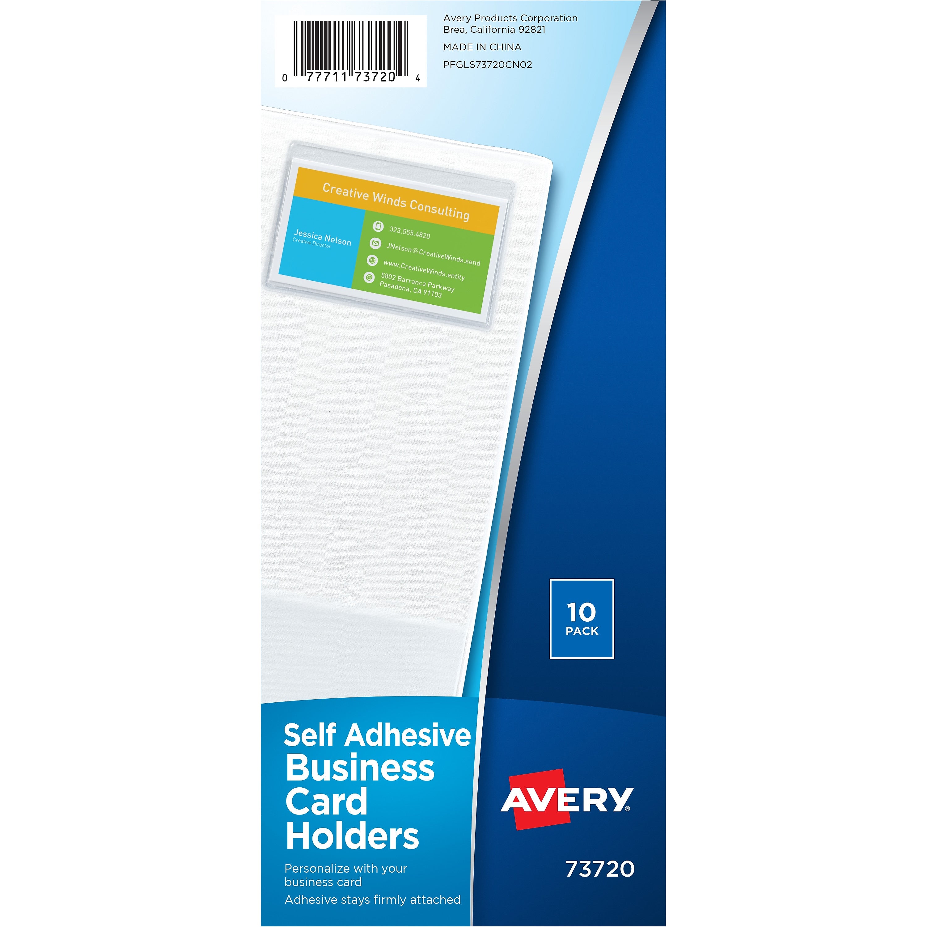 Avery Self-Adhesive Vinyl Sleeve, 2" x 3.5" Business Cards, Clear, 10/Pack (73720)