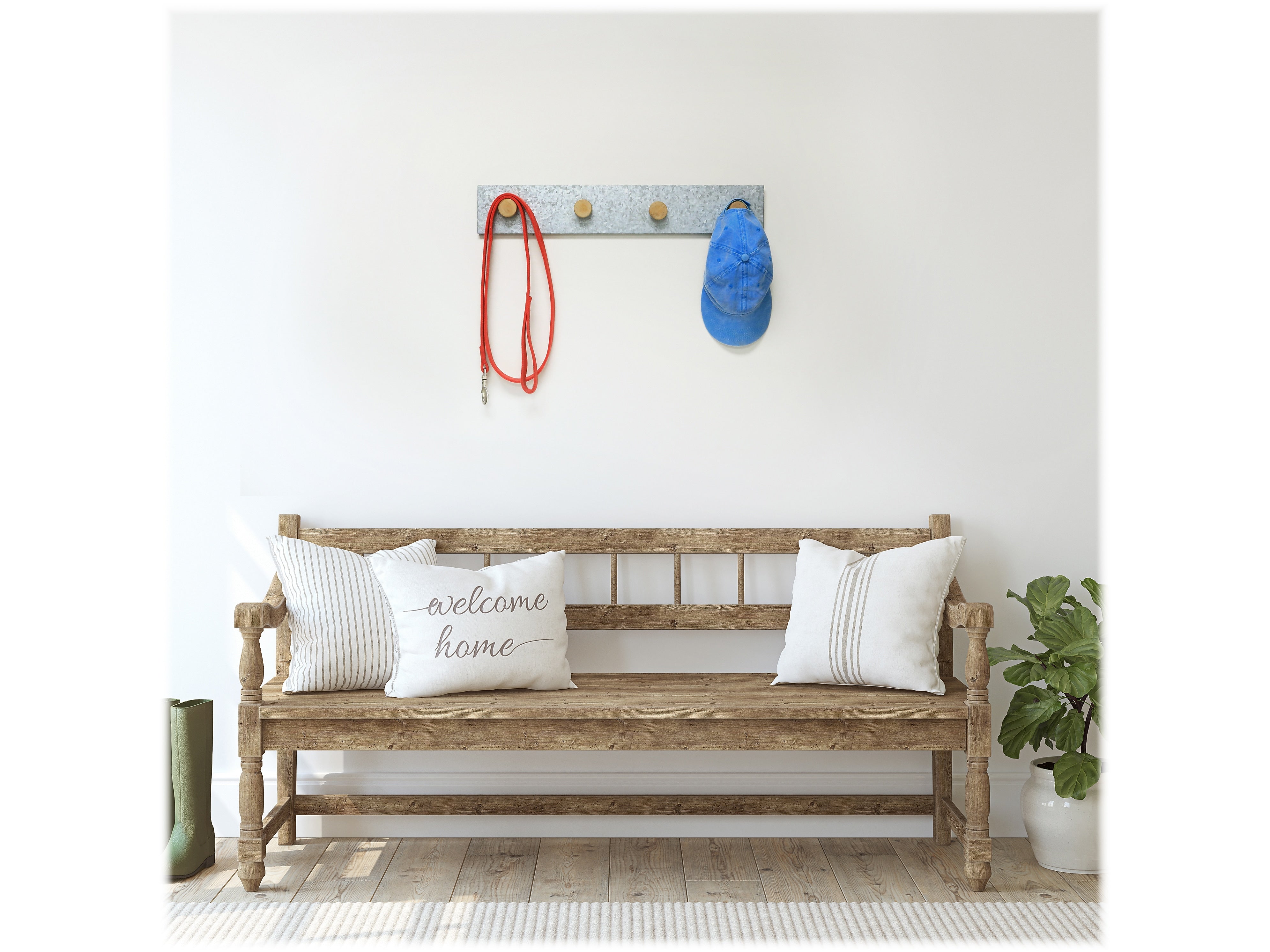 Eden Grove Galvanized Wall Rack, Tin/White (9602074E)