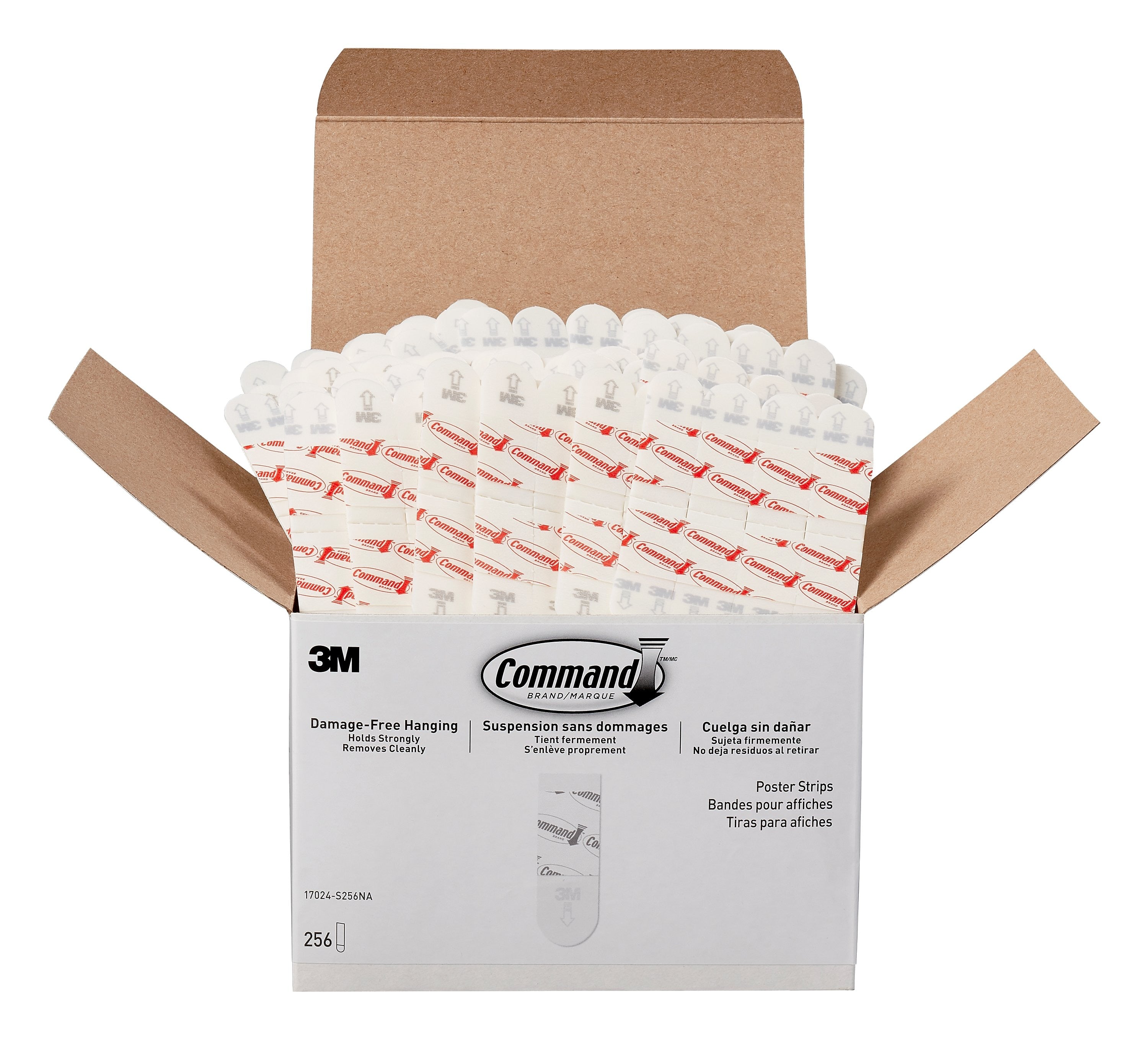 Command Poster Strips, White, Damage Free Hanging of Dorm Room Posters, 128 Strips, 256 Command Strips (17024S256NA)