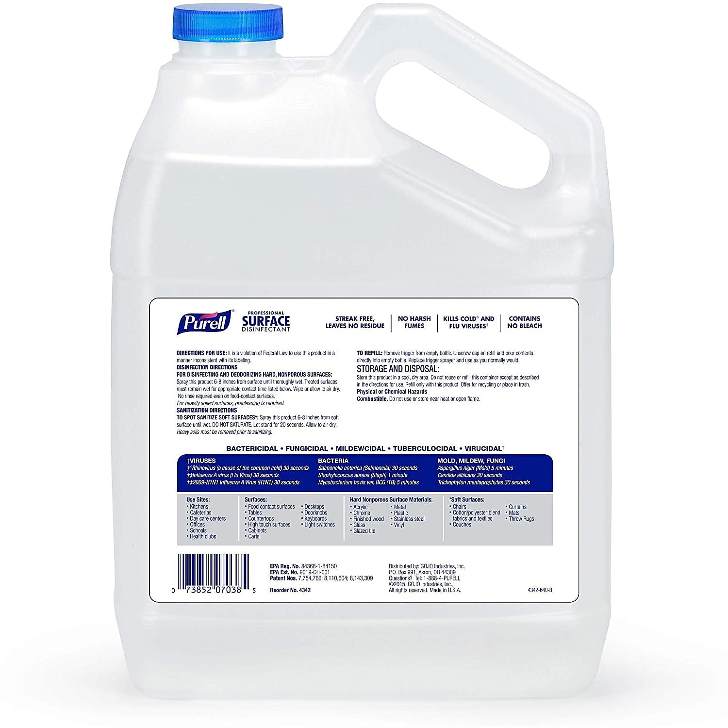 PURELL Professional Surface Disinfectant Refill, Fresh Citrus Scent, 1 Gallon (4342-04)