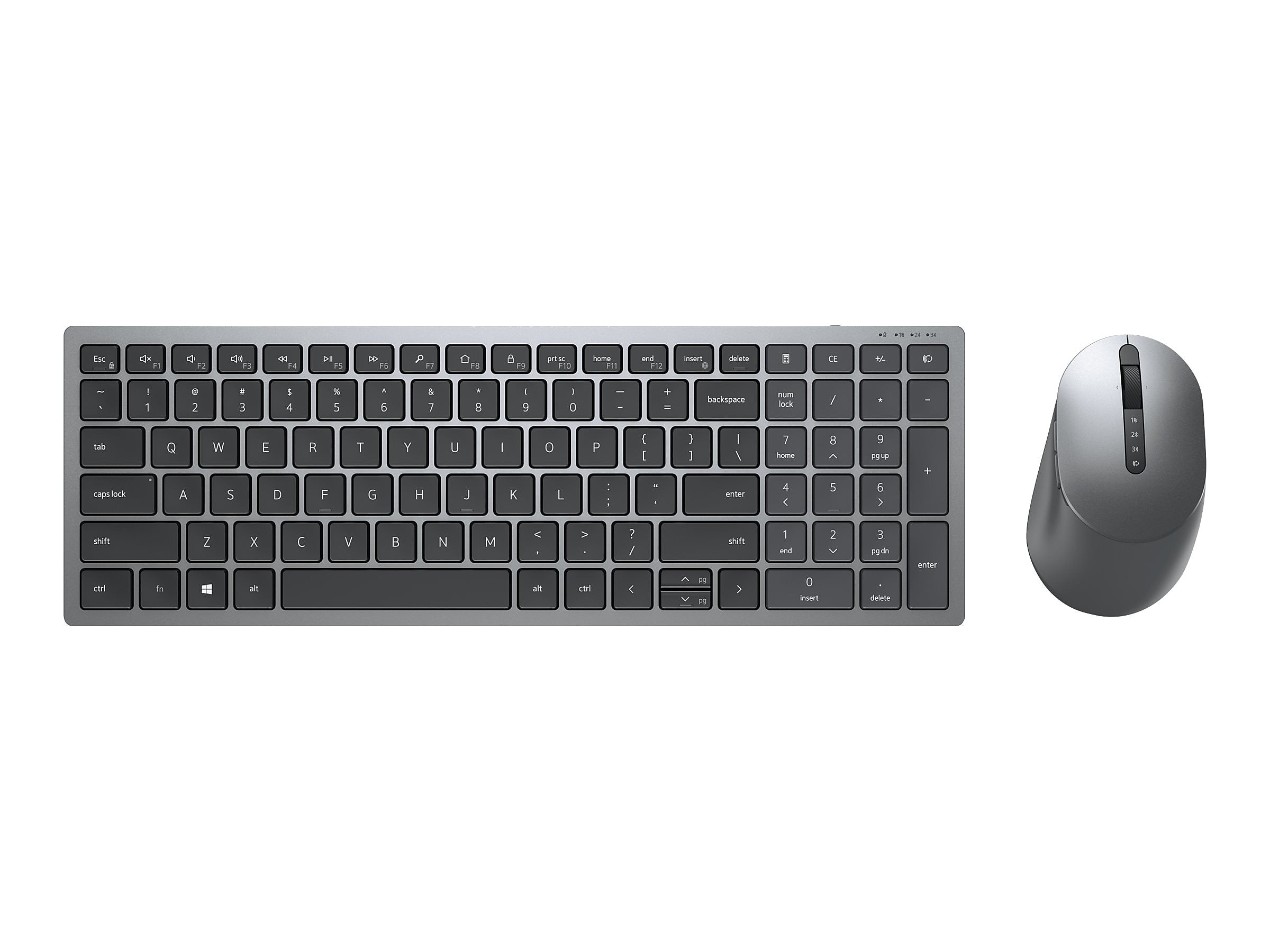Dell Multi-Device Wireless Keyboard and Combo Optical Mouse, Gray (KM7120W-GY)
