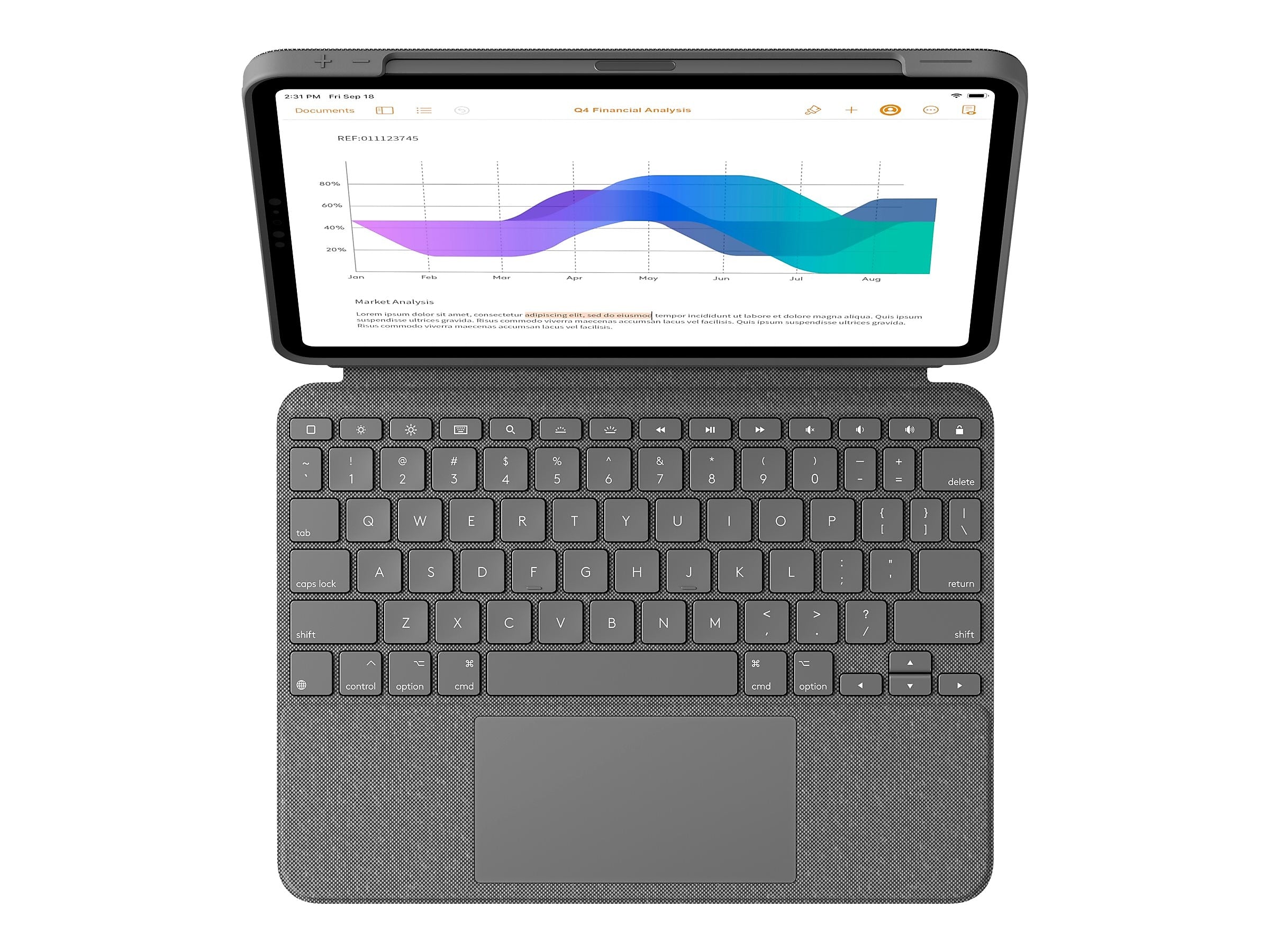 Logitech Combo Touch, Woven Fabric Keyboard Folio for 12.9" iPad Pro, Oxford Gray (920-010097)
