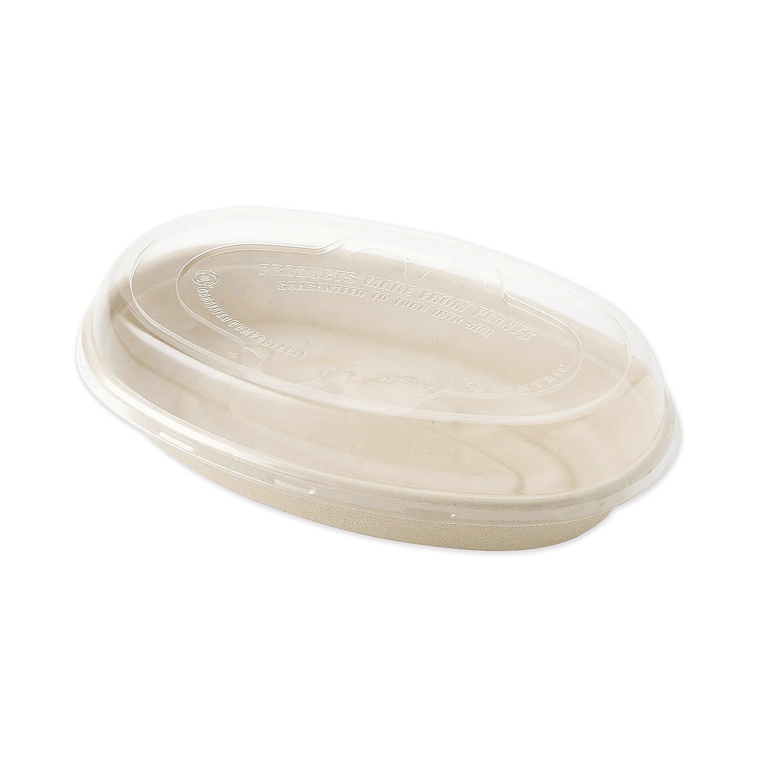 World Centric Fiber Burrito Bowl Lids, 9.7" dia, Clear, 300/Carton