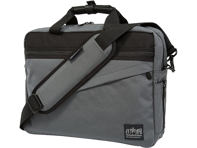Manhattan Portage Second Avenue Fabric Water-Resistant Briefcase, Gray (1741-BL GRY)