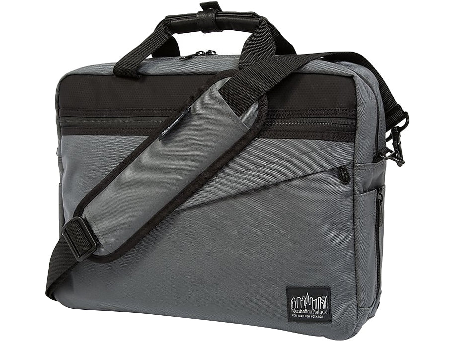 Manhattan Portage Second Avenue Fabric Water-Resistant Briefcase, Gray (1741-BL GRY)