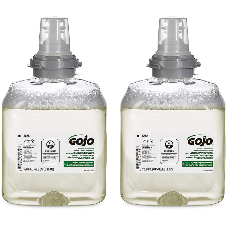 GOJO Green Certified Foaming Hand Soap Refill for TFX Dispenser, 1200 ml, 2/Carton (5665-02)