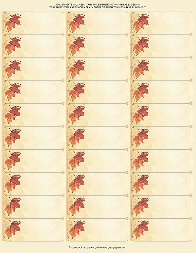 Great Papers!® Address Labels, Fall Leaves, 8.5" x 11 Sheets/120 1" x 2.625" Labels (2017004)