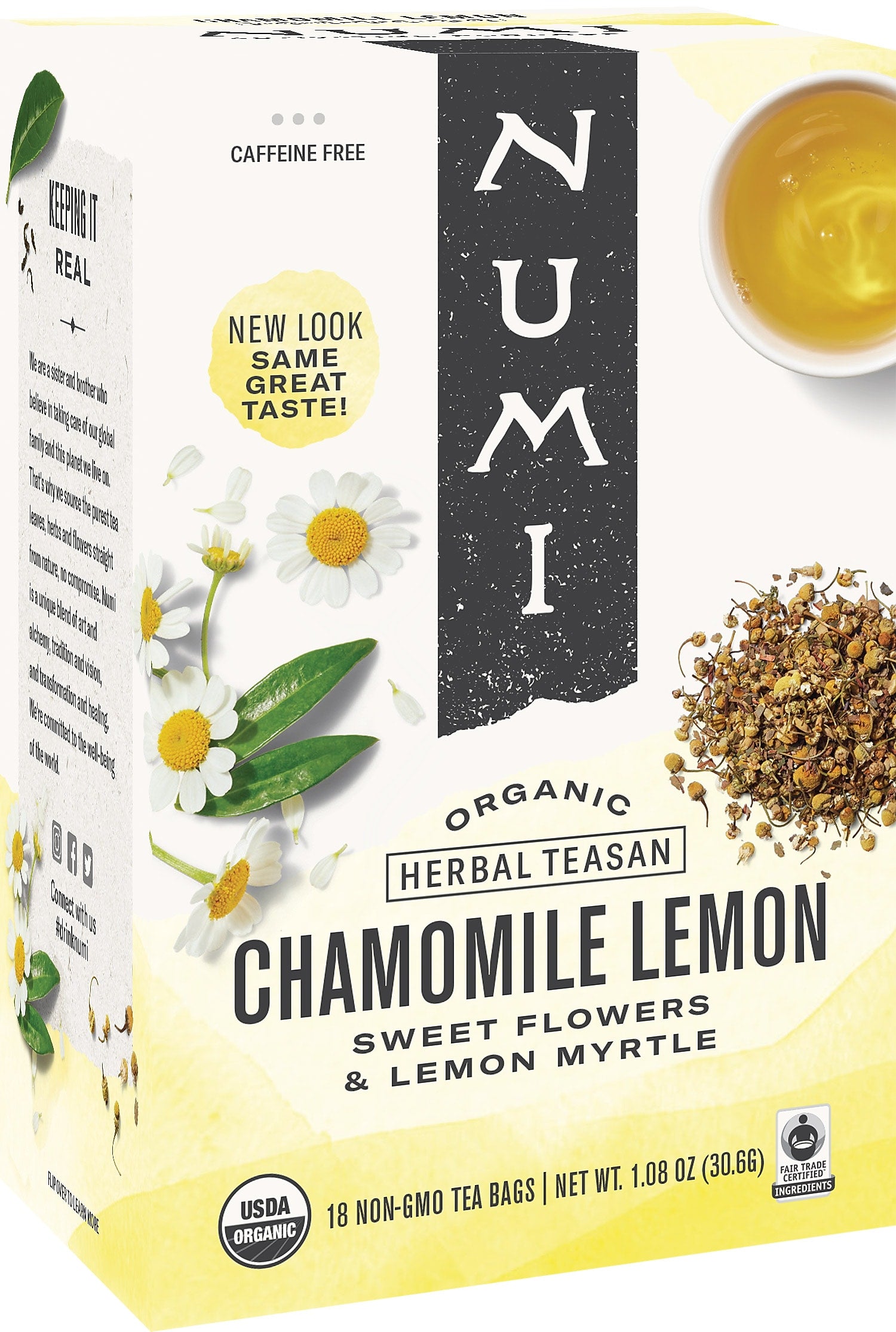 Numi Chamomile Lemon Herbal Tea Bags, 18/Box (10150)