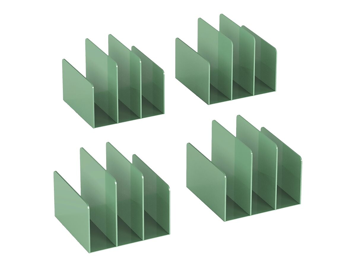 Poppin 3-Compartment Plastic File Sorter, Sage, 4/Kit (108688)